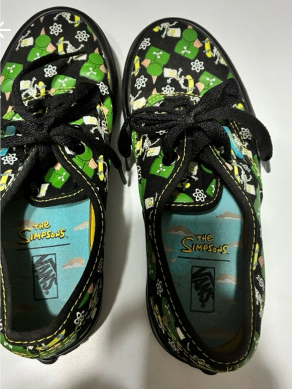 Vans x The Simpsons Kids' Green Character Print Skate Shoes BART Simpson Glow